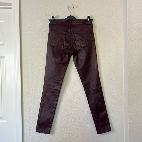 Adriano Goldschmied Burgundy Coated The Legging Ankle Skinny Pants Size 24R - Picture 6 of 9
